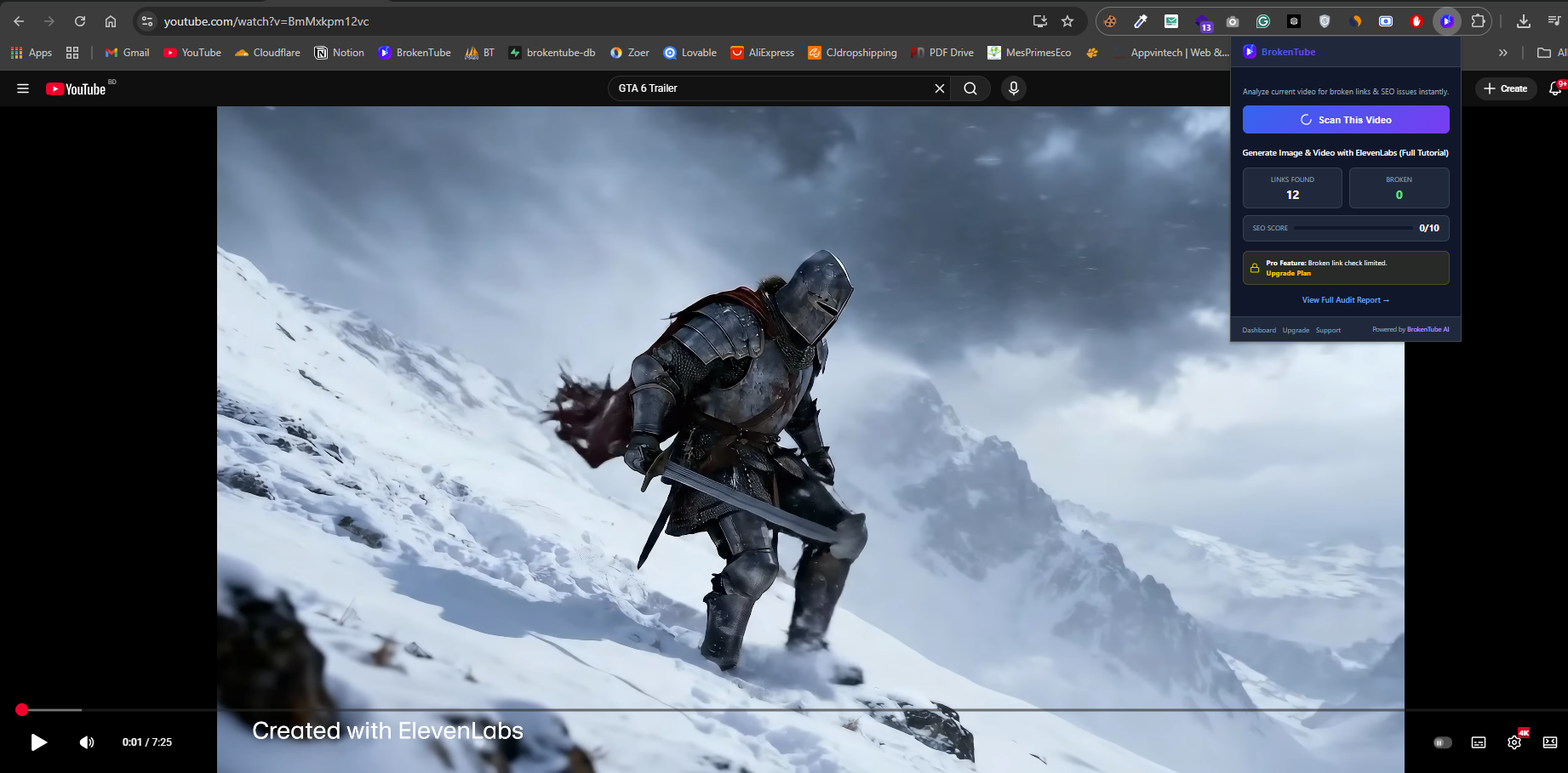 BrokenTube Extension UI Mockup