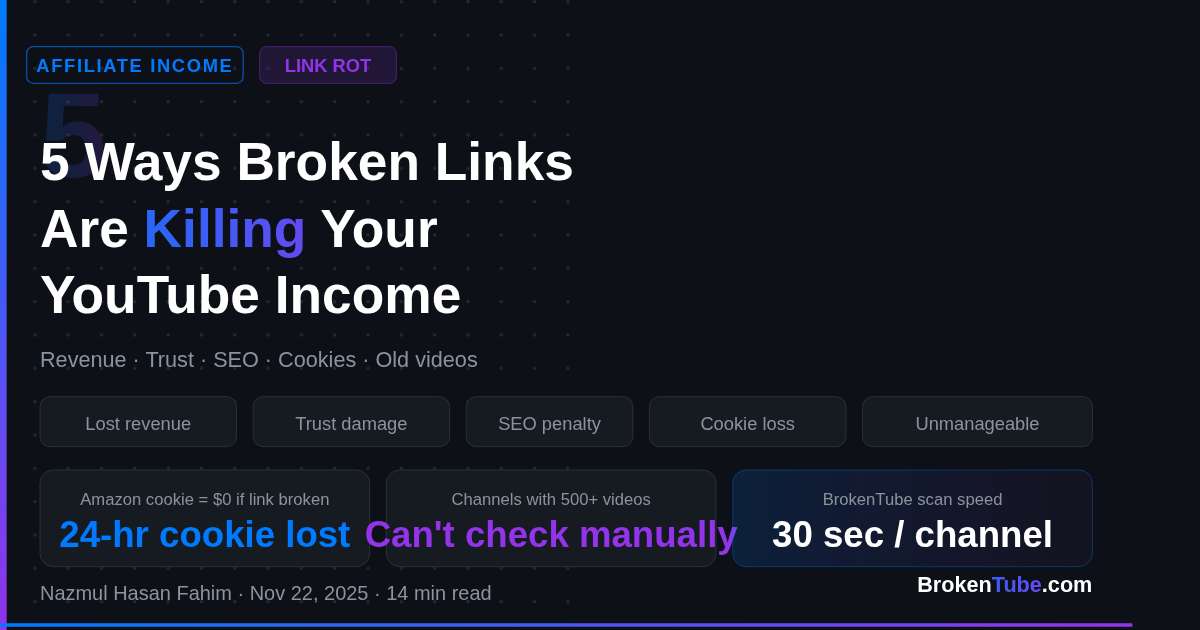 5 Ways Broken Links Are Killing Your YouTube Income (And How to Fix It)